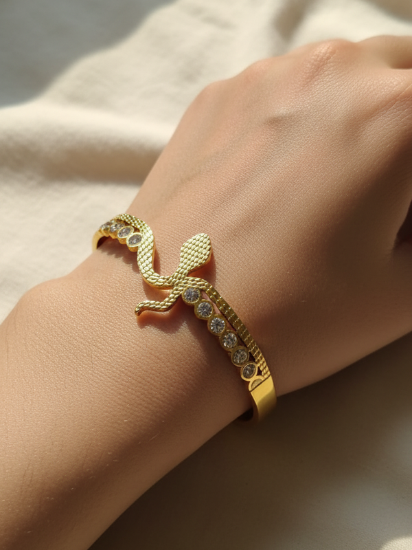 Crystal Cobra Elegance Kada | Gold-Plated Stainless Steel– KZ8812362