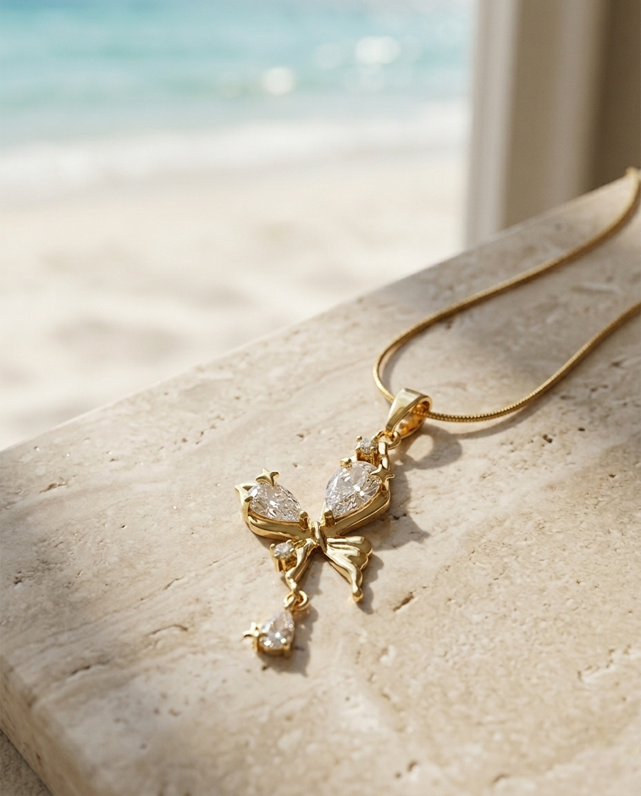 Crystal Wings Necklace | Gold-Plated Stainless Steel – KZ88123148