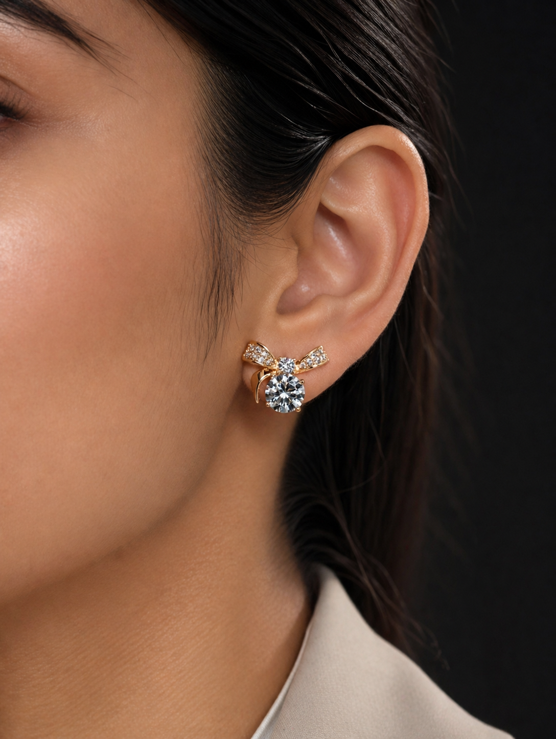 Diamond Bow Spark Earrings |  KZ88123191