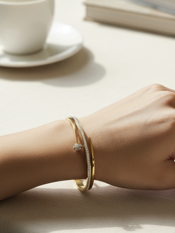 Diamond Curve Signature Kada | Gold-Plated Stainless Steel – KZ8812364