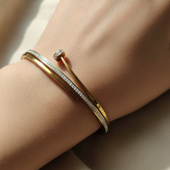 Diamond Curve Signature Kada | Gold-Plated Stainless Steel – KZ8812364