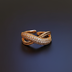 Diamond Knot Ring | Gold-Plated Brass Adjustable Ring– SCB8812381