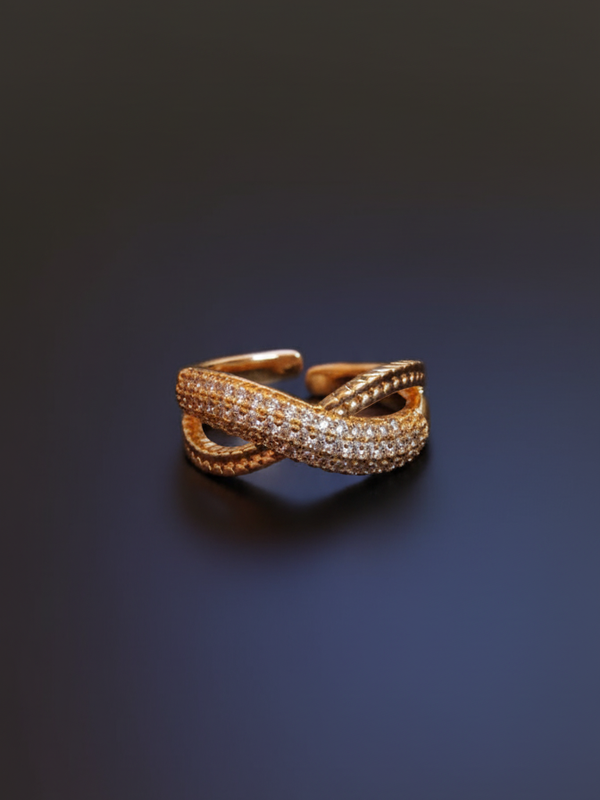 Diamond Knot Ring | Gold-Plated Brass Adjustable Ring– SCB8812381