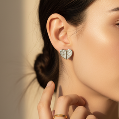 Diamond Split Heart Studs | Gold-Plated Stainless Steel – KZ8812331