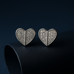 Diamond Split Heart Studs | Gold-Plated Stainless Steel – KZ8812331