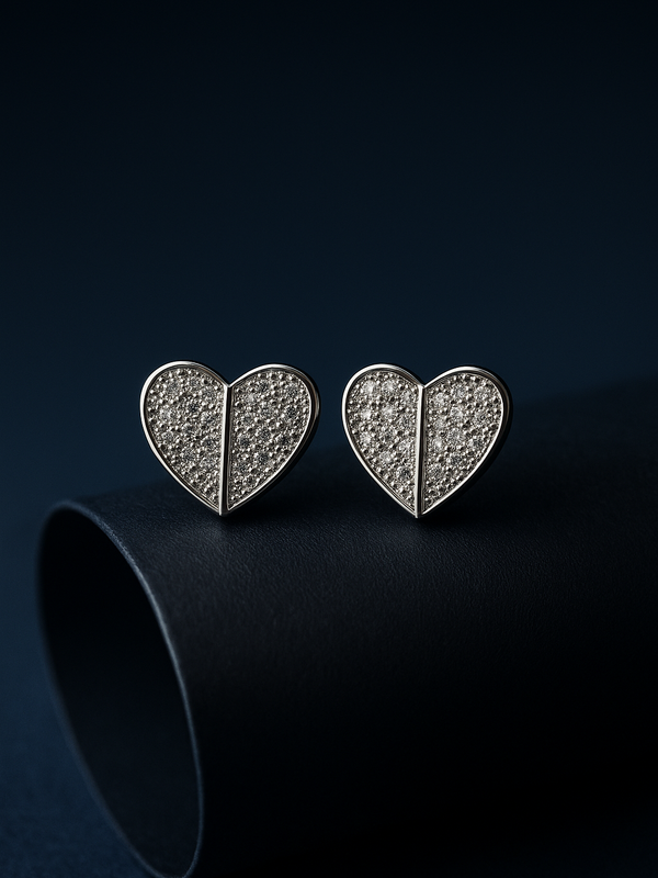 Diamond Split Heart Studs | Gold-Plated Stainless Steel – KZ8812331
