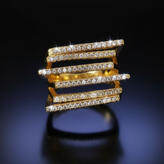 Diamond Stripes Band | Adjustable Gold-Plated Stainless Steel–KZ88123103