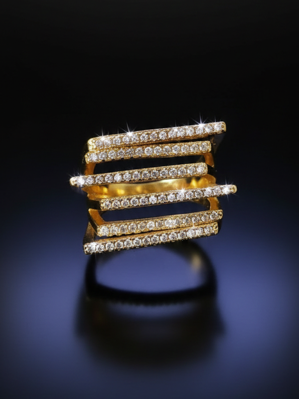 Diamond Stripes Band | Adjustable Gold-Plated Stainless Steel–KZ88123103