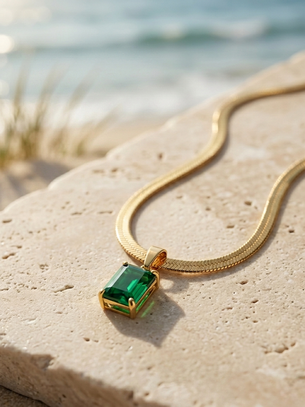 Eluri Green Pendant | Gold-Plated Stainless Steel – KZ88123165