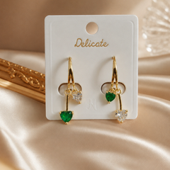 Emerald Heart Duo Hoops |  KZ88123196