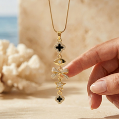 Evil Eye Glam Drop Necklace | Gold-Plated Stainless Steel – KZ88123172