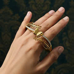 FlutterLeaf Elegance Kada | Gold-Plated Stainless Steel – KZ8812365