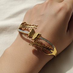 FlutterLeaf Elegance Kada | Gold-Plated Stainless Steel – KZ8812365