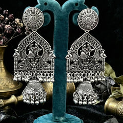Garbhagriha Naad Jhumkas | Silver Oxidised Earrings – JAY88123127