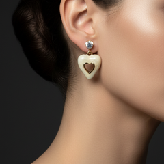Gold Tone Heart Drop With Crystal Stud | Gold-Plated Stainless Steel – KZ8812322