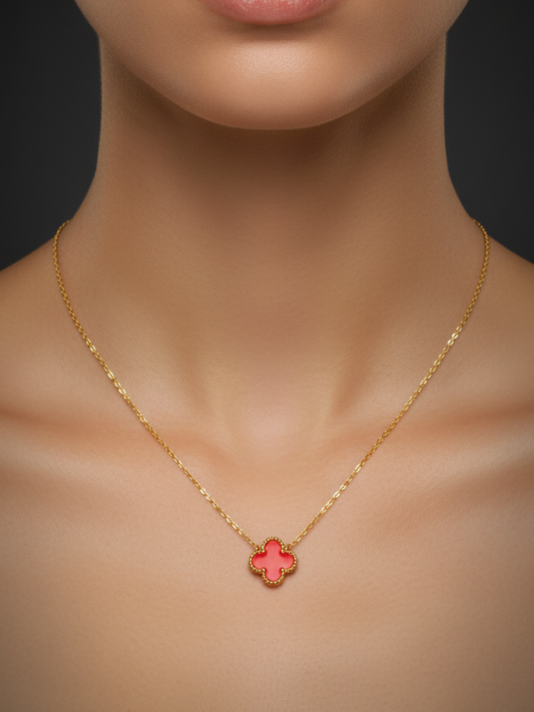Clover Pendant & Studs Jewelry Set | Gold-Plated Stainless Steel  – KZ8812321