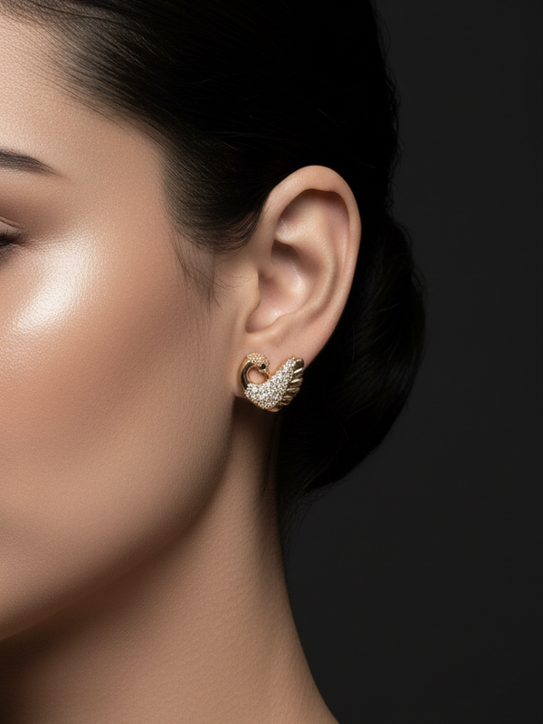 Royal Swan Sparkle Studs | Gold-Plated Brass – KZ8812346