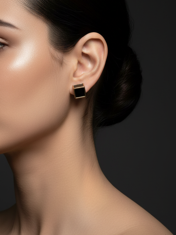Imperial Black Box Studs | Gold-Plated Stainless Steel – KZ8812337
