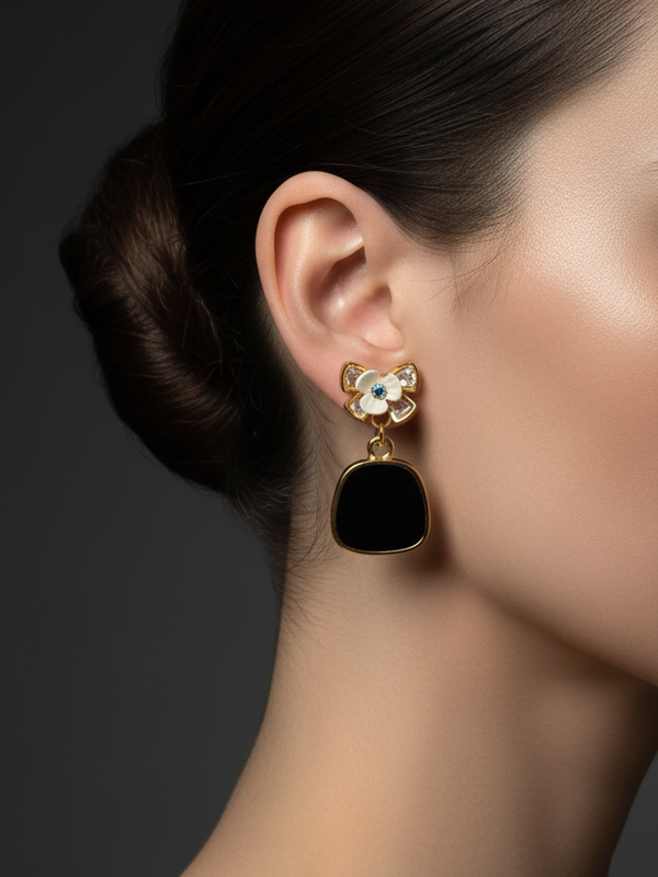 Midnight Bloom Earrings | Gold-Plated Stainless Steel – KZ8812317
