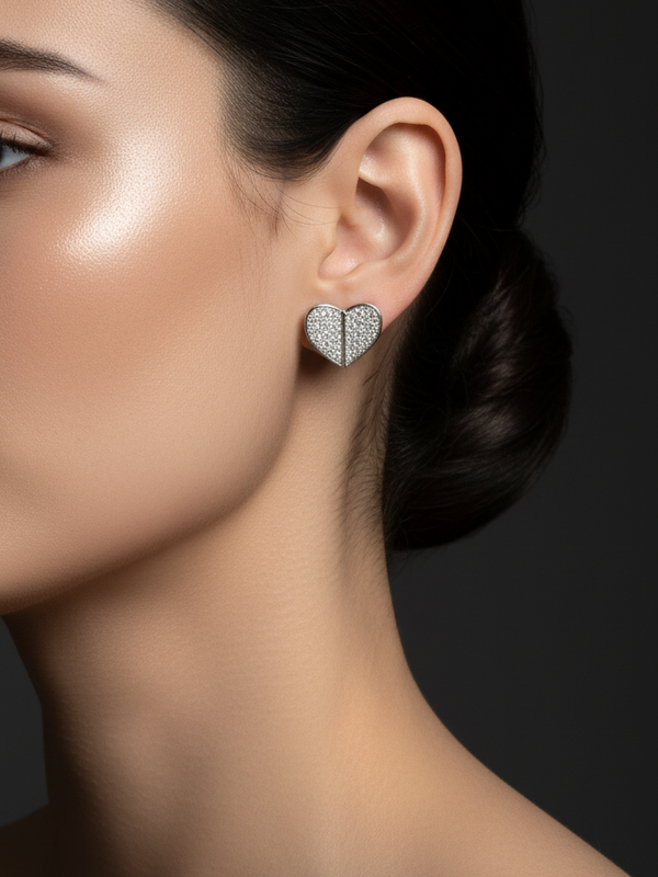 Diamond Split Heart Studs | Gold-Plated Stainless Steel – KZ8812331