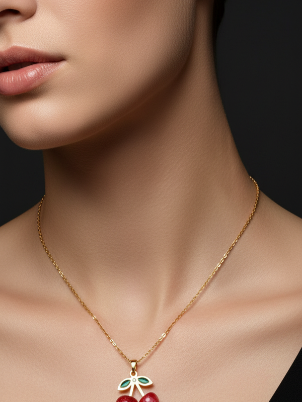 Cherry Bliss Necklace | Gold-Plated Stainless Steel – KZ8812327