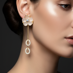 Aurora Bloom Floral Drop Earrings | Gold-Plated Stainless Steel – KZ8812320