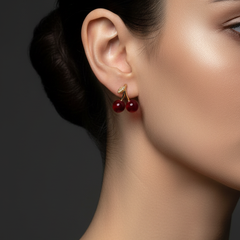 Scarlet Cherry Twin Earrings | Gold-Plated Stainless Steel – KZ8812319