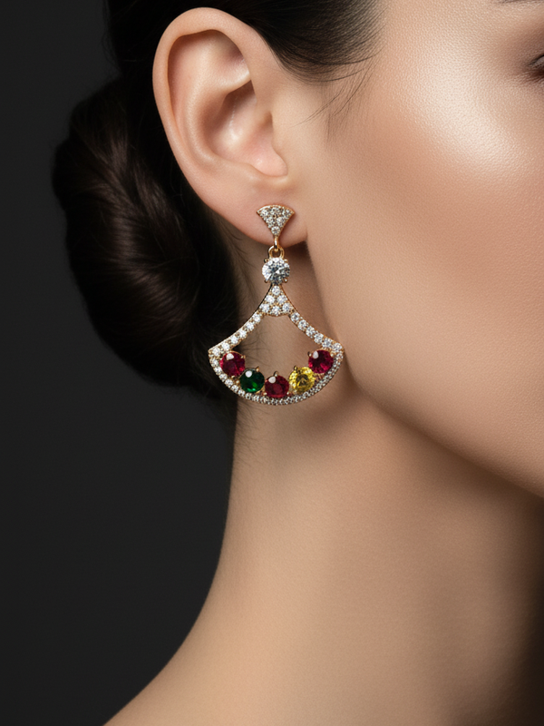 Aurora Royale Fan Drop Earrings | Gold-Plated Stainless Steel – KZ8812309