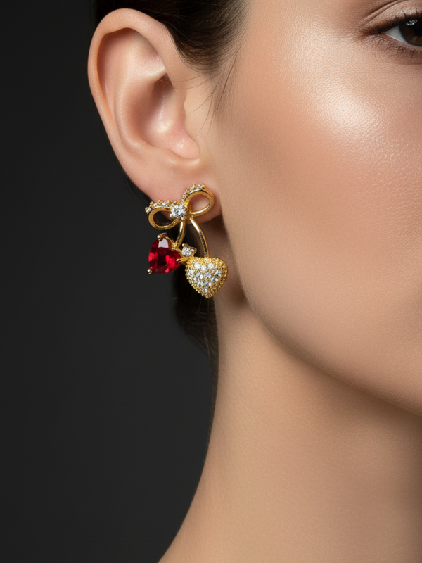Love Ruby Knot Earrings | Gold-Plated Stainless Steel– KZ8812316