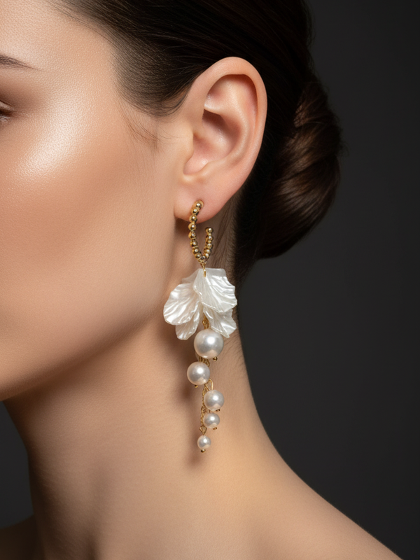 Ivory Leaf Drop Earrings | Gold-Plated Stainless Steel– KZ8812314