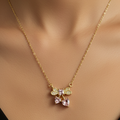 Sparkle Bow With Heart Necklace | Gold-Plated Stainless Steel – KZ881