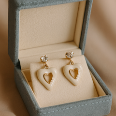 Gold Tone Heart Drop With Crystal Stud | Gold-Plated Stainless Steel – KZ8812322