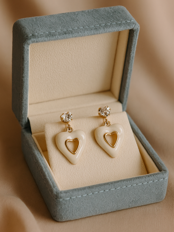 Gold Tone Heart Drop With Crystal Stud | Gold-Plated Stainless Steel – KZ8812322