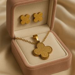 Golden Clover Sparkle Jewelry Set | Gold-Plated Stainless Steel – KZ8812350