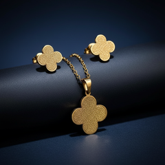 Golden Clover Sparkle Jewelry Set | Gold-Plated Stainless Steel – KZ8812350