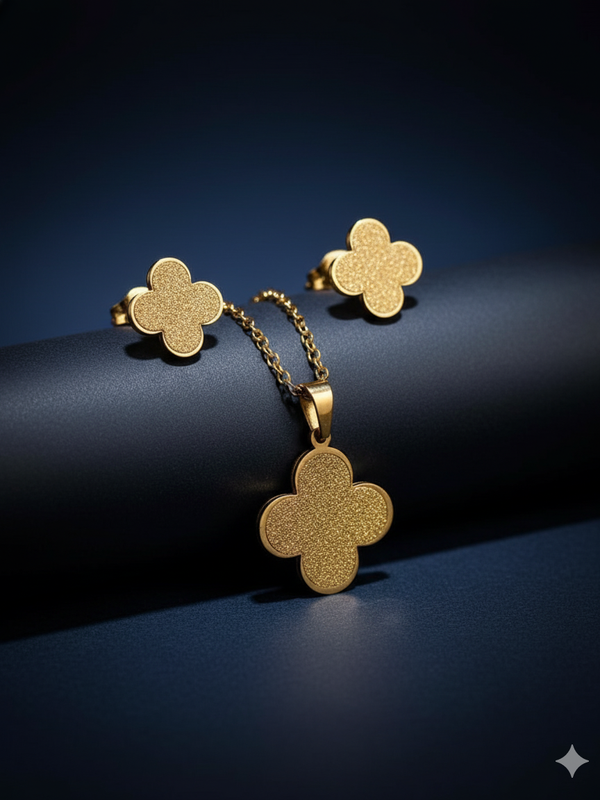 Golden Clover Sparkle Jewelry Set | Gold-Plated Stainless Steel – KZ8812350