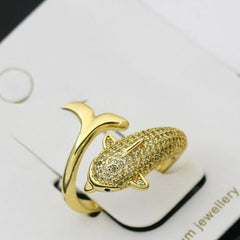 Golden Dolphin Ring | Adjustable Gold-Plated Stainless Steel–KZ8812393