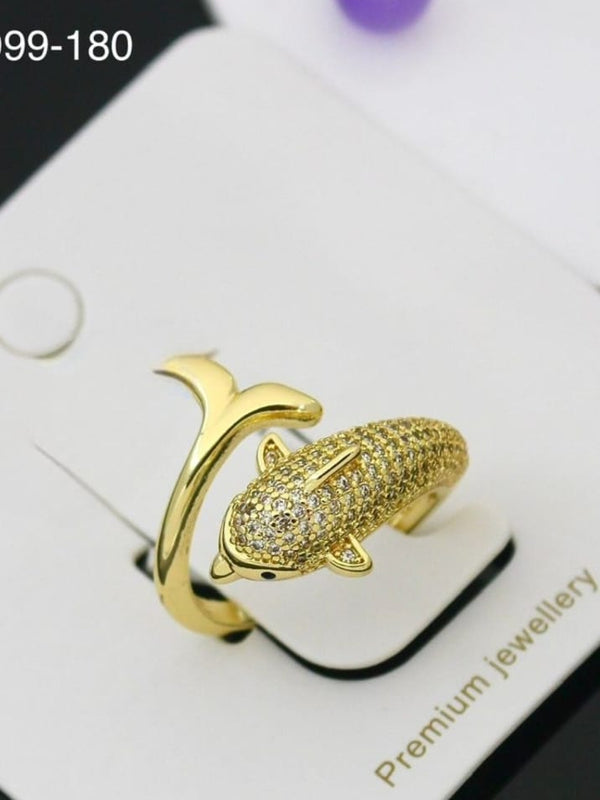 Golden Dolphin Ring | Adjustable Gold-Plated Stainless Steel–KZ8812393