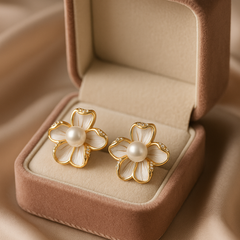 Golden Flower Pearlette | Gold-Plated Stainless Steel – KZ8812333