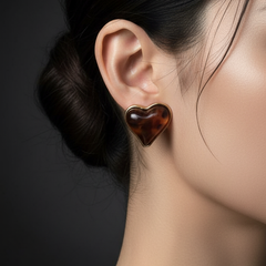Golden Honey Heart Studs | Gold-Plated Stainless Steel – KZ8812334