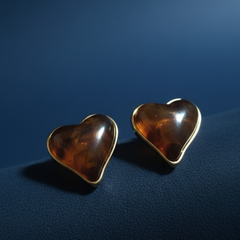 Golden Honey Heart Studs | Gold-Plated Stainless Steel – KZ8812334
