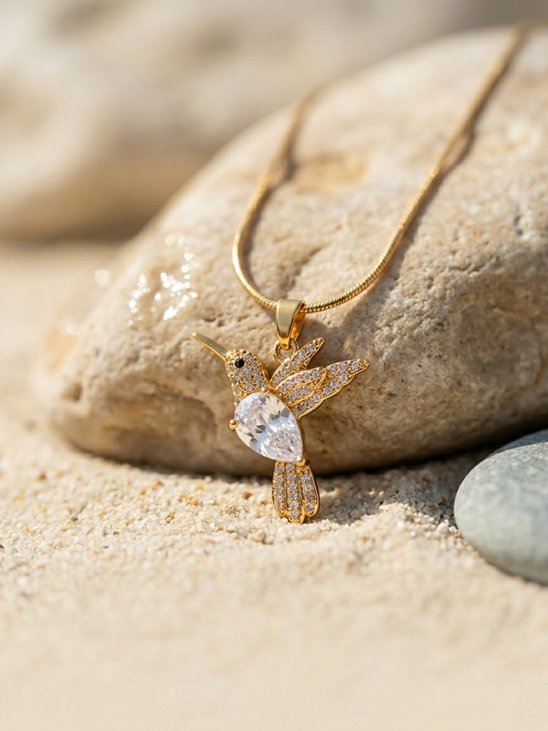 Golden Hummingbird Necklace | Gold-Plated Stainless Steel – KZ88123164