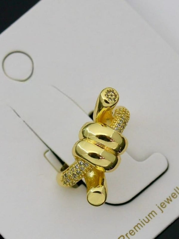 Golden Knot Statement Ring | Adjustable Gold-Plated Stainless Steel–KZ8812395