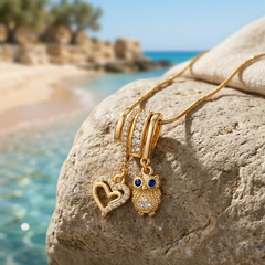 Golden Owl Charm Necklace | Gold-Plated Stainless Steel – KZ88123156