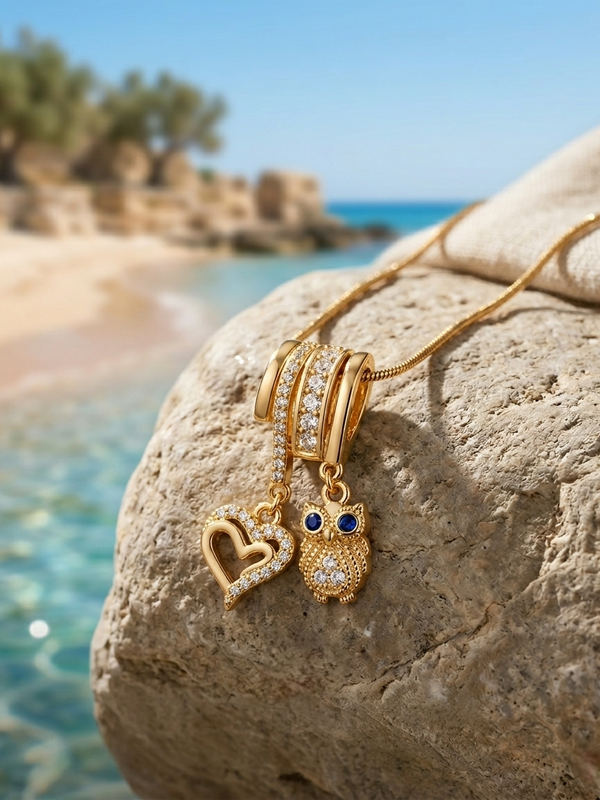 Golden Owl Charm Necklace | Gold-Plated Stainless Steel – KZ88123156