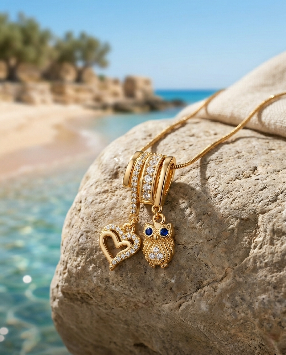 Golden Owl Charm Necklace | Gold-Plated Stainless Steel – KZ88123156