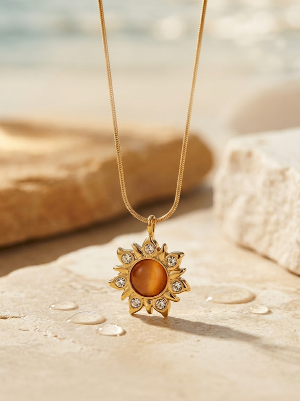 Golden Sun Goddess Vibe Necklace | Gold-Plated Stainless Steel – KZ88123151