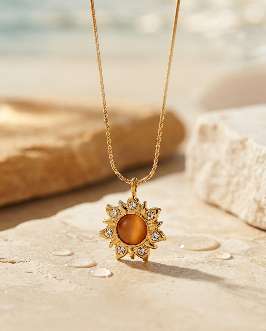 Golden Sun Goddess Vibe Necklace | Gold-Plated Stainless Steel – KZ88123151