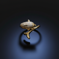 Golden Dolphin Ring | Adjustable Gold-Plated Stainless Steel–KZ8812393