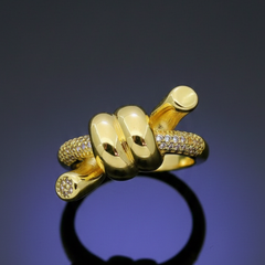 Golden Knot Statement Ring | Adjustable Gold-Plated Stainless Steel–KZ8812395